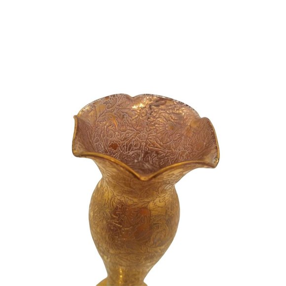 Vase "Daisy Fields" MCM 7" Glastonbury Lotus 22K Gold Gilded - Picture 5 of 5